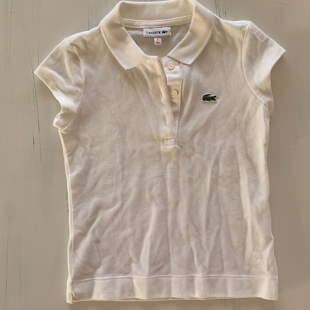 Girls Lacoste Polo white size 6